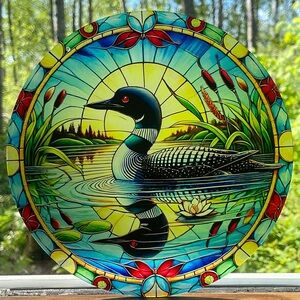 Suncatcher Acrylic Loon Bird Wildlife Decor Home Cabin Garden
